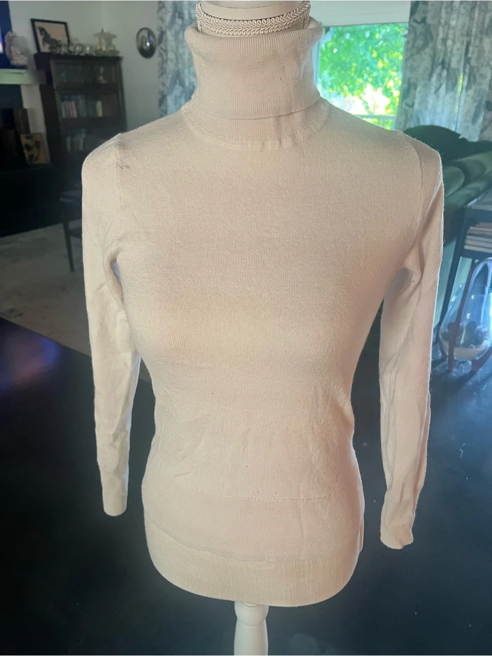 Jcrew Light Cream Turtleneck Long-Sleeve Knit Top